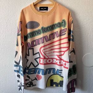 HOMME FEMME MOTO THERMAL LONG SLEEVE YELLOW RETAIL $130